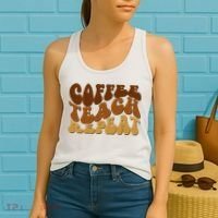 Coffee Teach Repeat Retro Gift For Teacher Women's Tank Top thumb 2