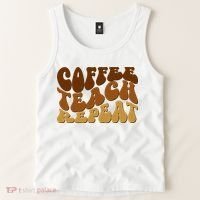 Coffee Teach Repeat Retro Gift For Teacher Tank Top thumb 2