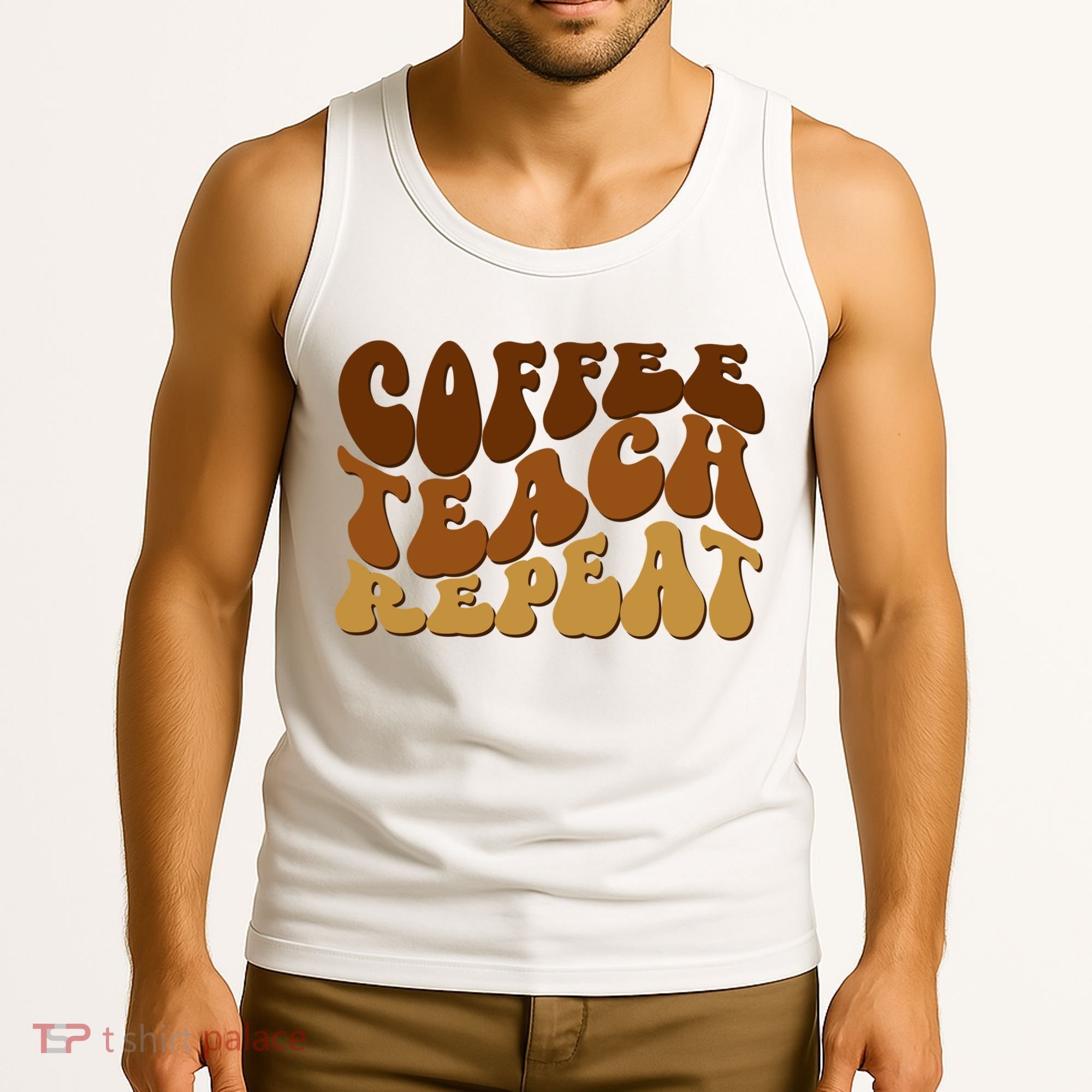 Coffee Teach Repeat Retro Gift For Teacher Tank Top