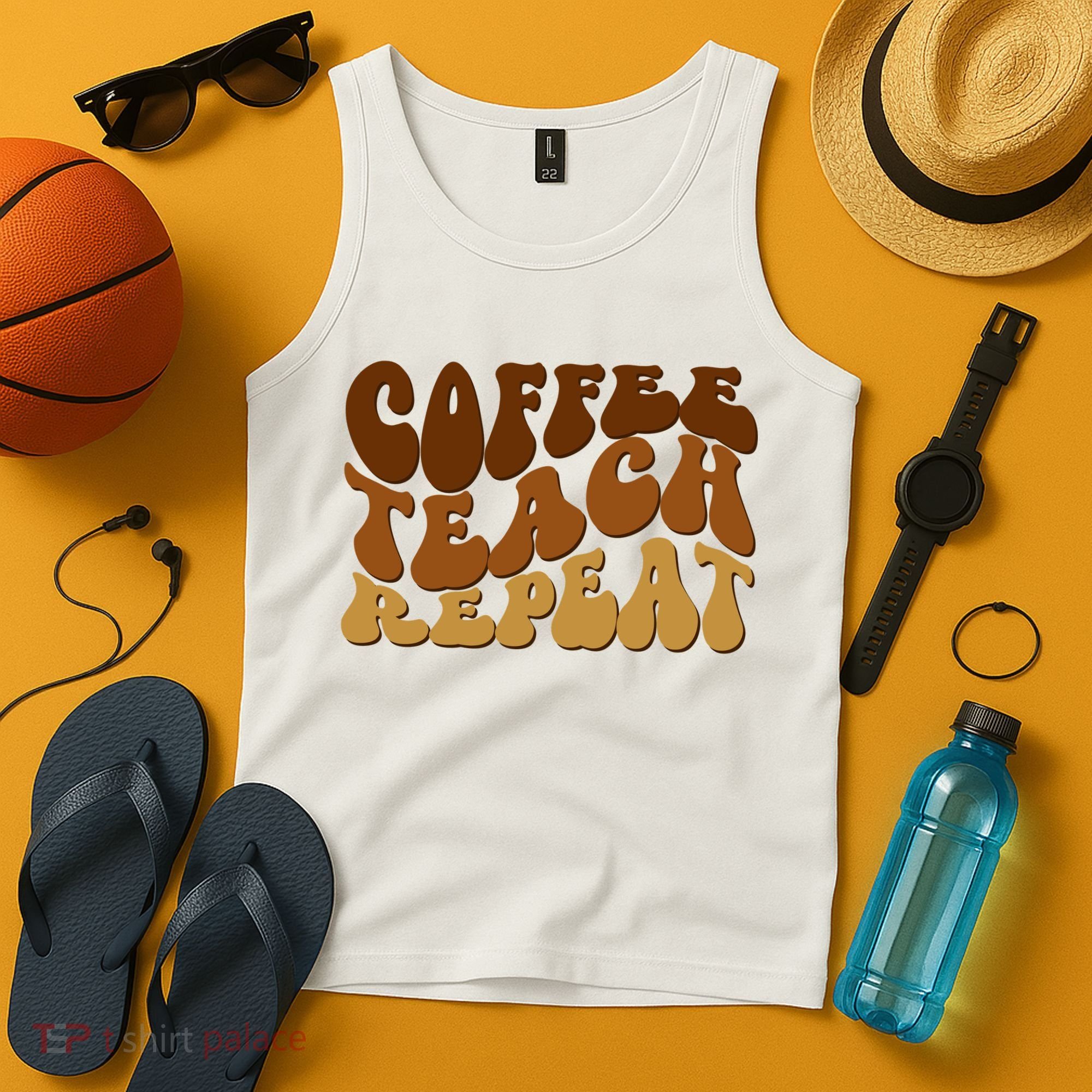 Coffee Teach Repeat Retro Gift For Teacher Tank Top