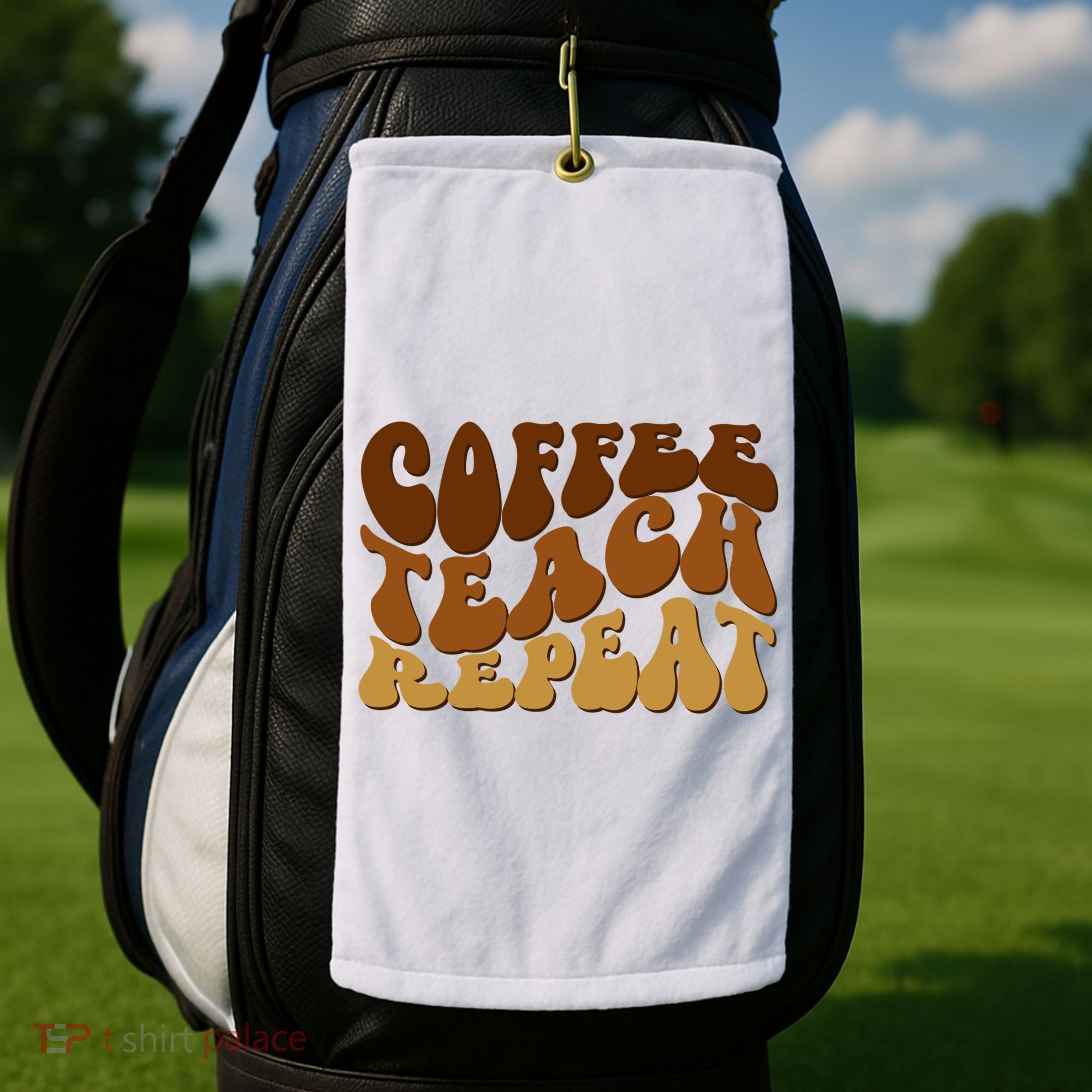 Coffee Teach Repeat Retro Gift For Teacher Golf Towel
