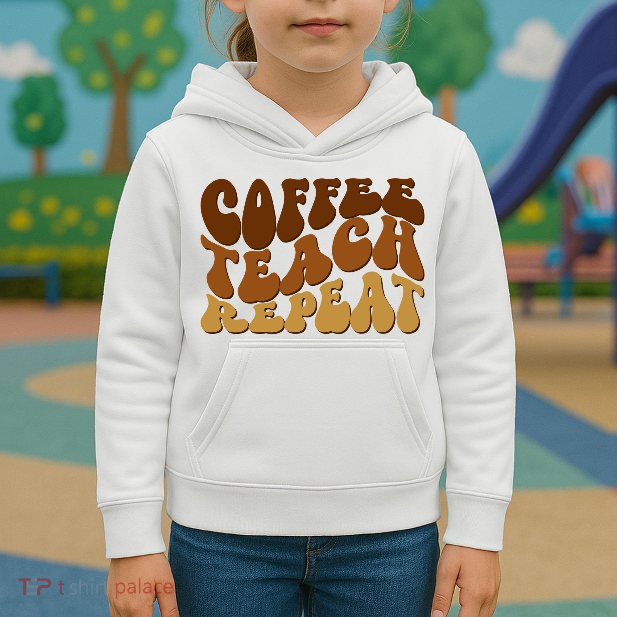 Coffee Teach Repeat Retro Gift For Teacher Kids Hoodie