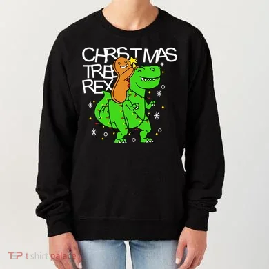 Christmas Tree Rex TRex Gingerbread Man Funny Women's Sweatshirt