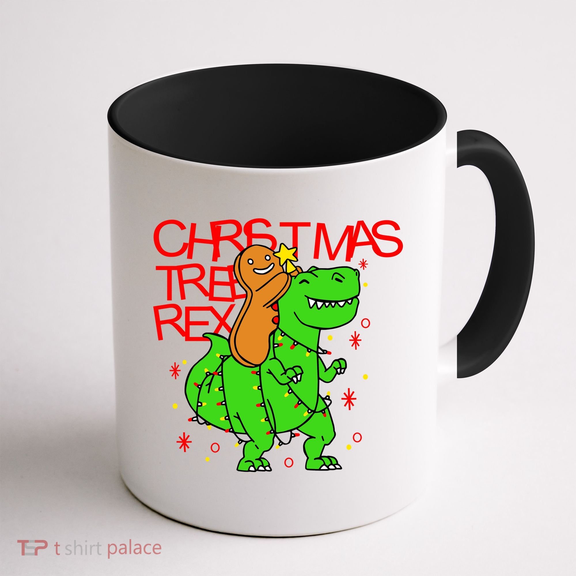 Christmas Tree Rex TRex Gingerbread Man Funny Coffee Mug