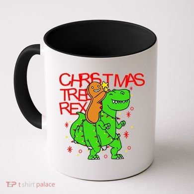 Christmas Tree Rex TRex Gingerbread Man Funny Coffee Mug