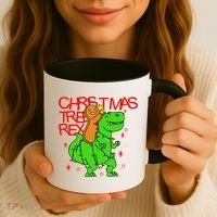 Christmas Tree Rex TRex Gingerbread Man Funny Coffee Mug thumb 3