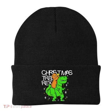 Christmas Tree Rex TRex Gingerbread Man Funny Beanie