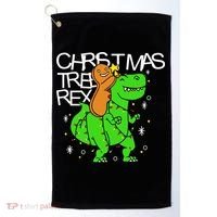 Christmas Tree Rex TRex Gingerbread Man Funny Golf Towel thumb 0
