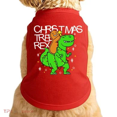 Christmas Tree Rex TRex Gingerbread Man Funny Doggie Tank