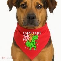 Christmas Tree Rex TRex Gingerbread Man Funny USA-Made Doggie Bandana thumb 1