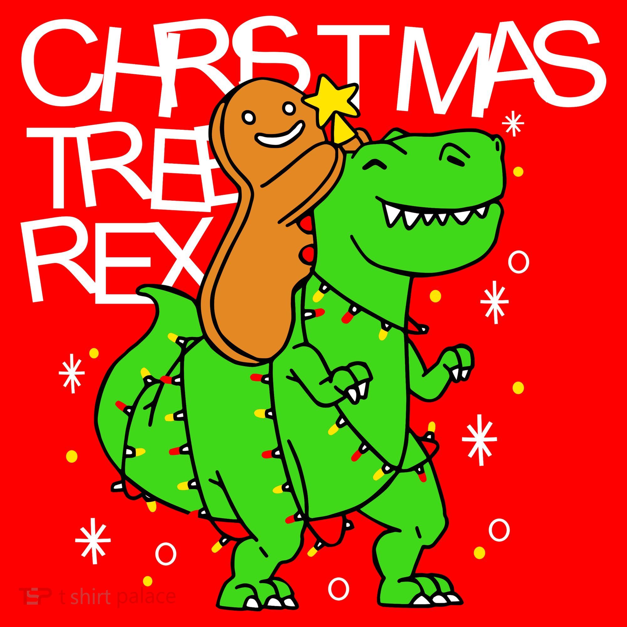 Christmas Tree Rex TRex Gingerbread Man Funny USA-Made Doggie Bandana