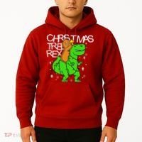 Christmas Tree Rex TRex Gingerbread Man Funny Hoodie thumb 2