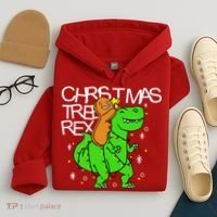 Christmas Tree Rex TRex Gingerbread Man Funny Hoodie thumb 4