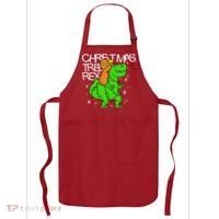Christmas Tree Rex TRex Gingerbread Man Funny Apron thumb 0