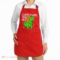 Christmas Tree Rex TRex Gingerbread Man Funny Apron thumb 2