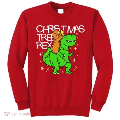 Christmas Tree Rex TRex Gingerbread Man Funny Sweatshirt
