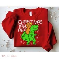 Christmas Tree Rex TRex Gingerbread Man Funny Sweatshirt thumb 2