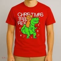 Christmas Tree Rex TRex Gingerbread Man Funny T-Shirt thumb 3