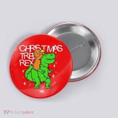Christmas Tree Rex TRex Gingerbread Man Funny Button