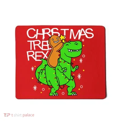Christmas Tree Rex TRex Gingerbread Man Funny Mousepad