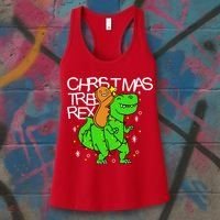 Christmas Tree Rex TRex Gingerbread Man Funny Women's Tank Top thumb 3