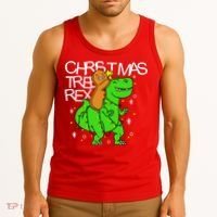 Christmas Tree Rex TRex Gingerbread Man Funny Tank Top thumb 3