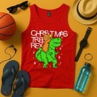 Christmas Tree Rex TRex Gingerbread Man Funny Tank Top thumb 4