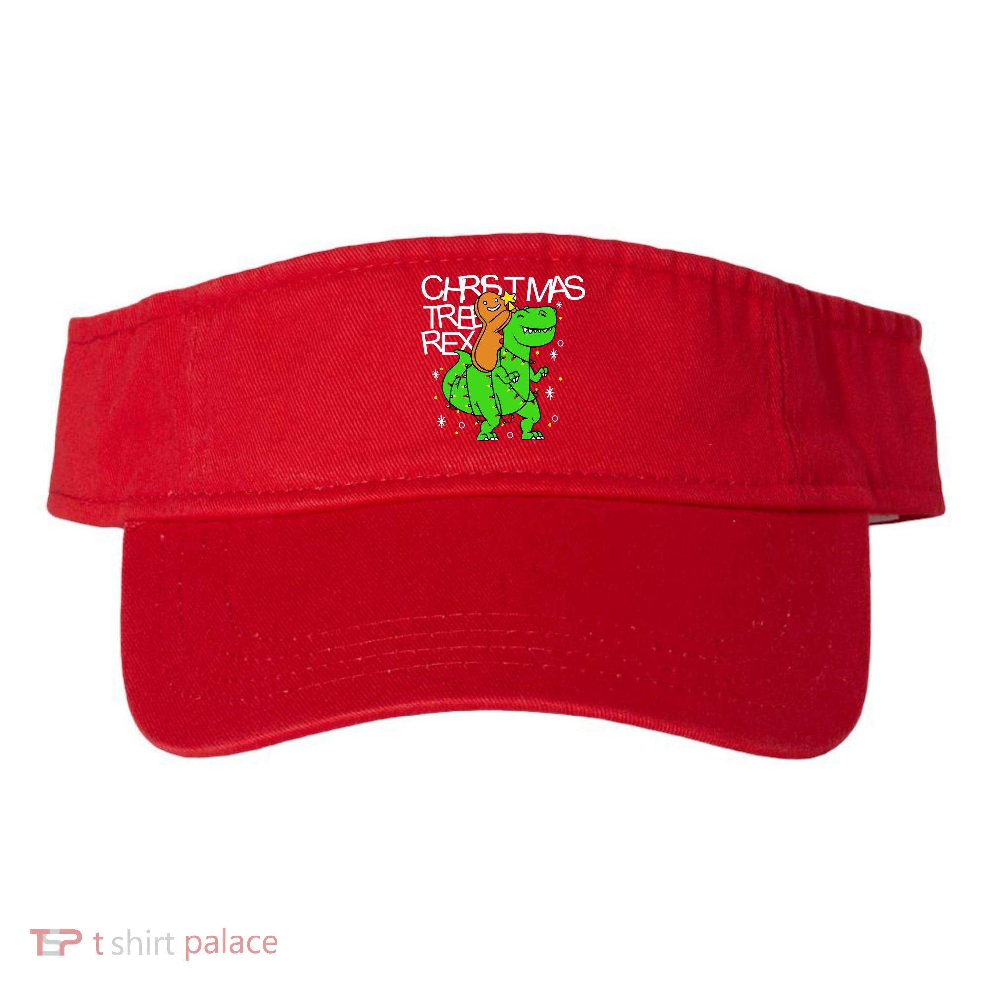 Christmas Tree Rex TRex Gingerbread Man Funny Visor