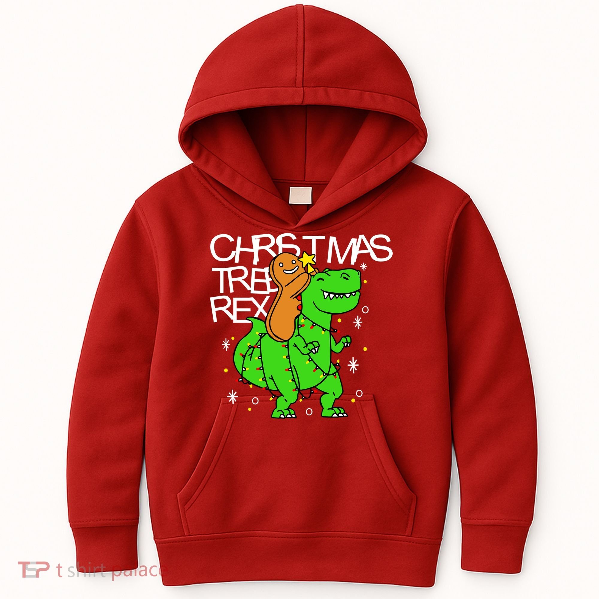 Christmas Tree Rex TRex Gingerbread Man Funny Kids Hoodie