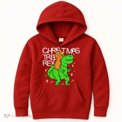 Christmas Tree Rex TRex Gingerbread Man Funny Kids Hoodie