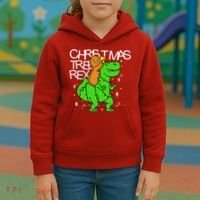 Christmas Tree Rex TRex Gingerbread Man Funny Kids Hoodie thumb 3