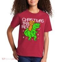 Christmas Tree Rex TRex Gingerbread Man Funny Kids T-Shirt thumb 2