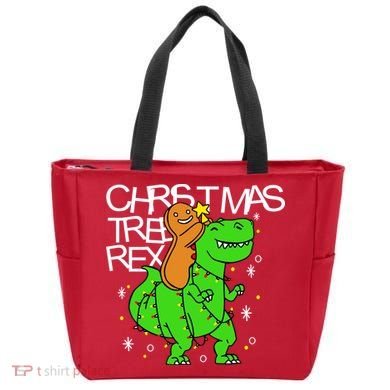 Christmas Tree Rex TRex Gingerbread Man Funny Tote Bag