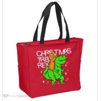 Christmas Tree Rex TRex Gingerbread Man Funny Tote Bag thumb 2