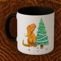 Cute T Rex Christmas Tree Coffee Mug thumb 2