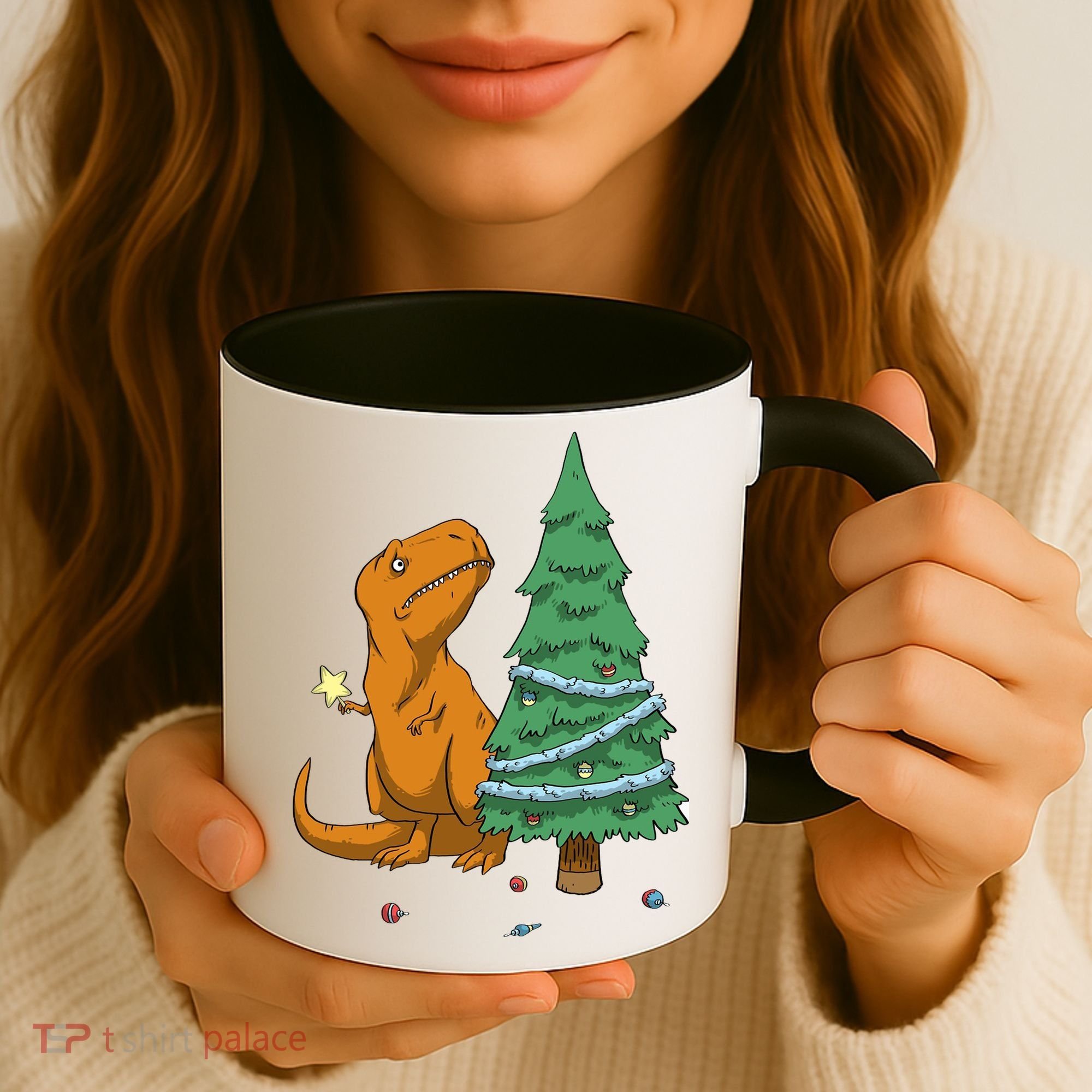 Cute T Rex Christmas Tree Coffee Mug