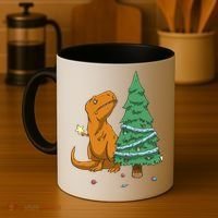Cute T Rex Christmas Tree Coffee Mug thumb 4