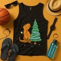 Cute T Rex Christmas Tree Tank Top thumb 4