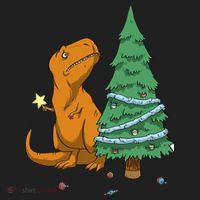 Cute T Rex Christmas Tree Golf Towel thumb 3