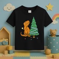 Cute T Rex Christmas Tree Toddler T-Shirt thumb 3
