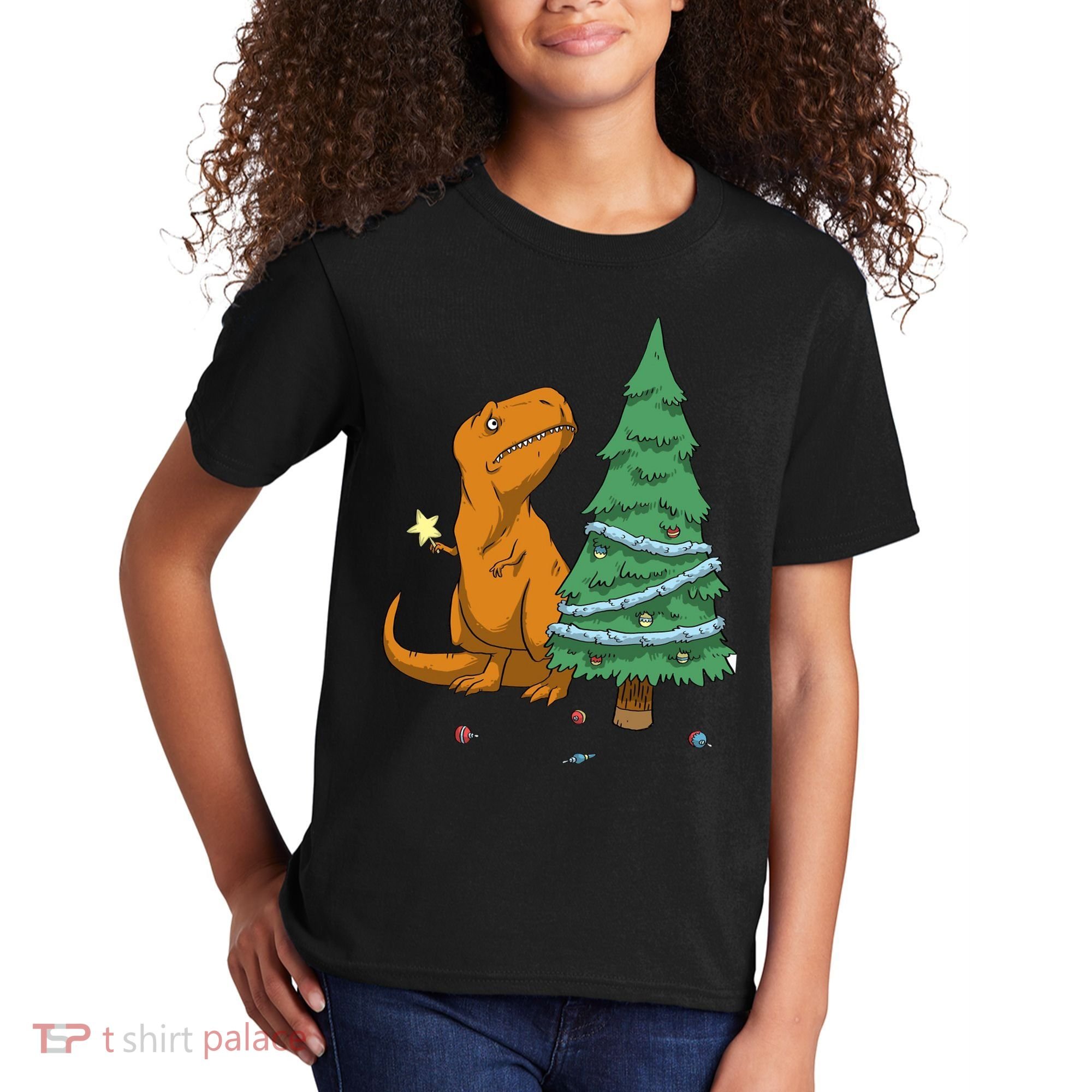 Cute T Rex Christmas Tree Kids T-Shirt