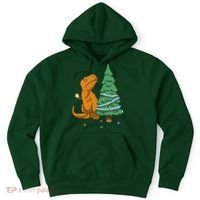 Cute T Rex Christmas Tree Hoodie thumb 0