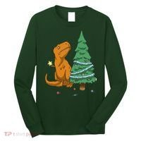 Cute T Rex Christmas Tree Long Sleeve Shirt thumb 0