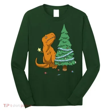 Cute T Rex Christmas Tree Long Sleeve Shirt