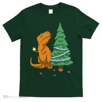 Cute T Rex Christmas Tree T-Shirt thumb 0