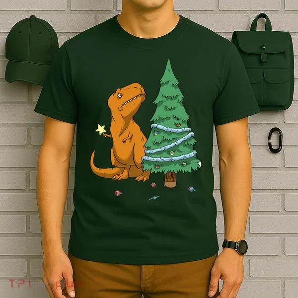 Cute T Rex Christmas Tree T-Shirt