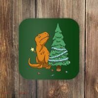 Cute T Rex Christmas Tree Coaster thumb 0