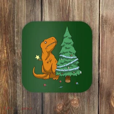 Cute T Rex Christmas Tree Coaster
