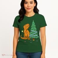 Cute T Rex Christmas Tree Women's T-Shirt thumb 4