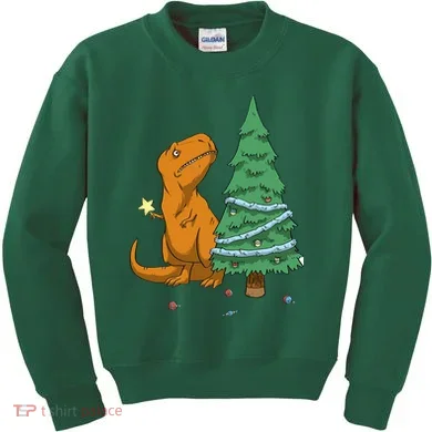 Cute T Rex Christmas Tree Kids Sweatshirt